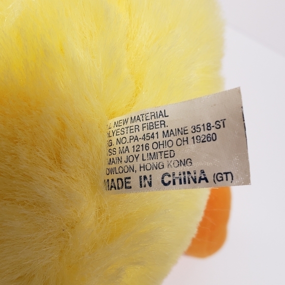 Main Joy Limited 16" Yellow Easter Duck Pink Raincoat Hat Vintage Plush - Picture 5 of 5